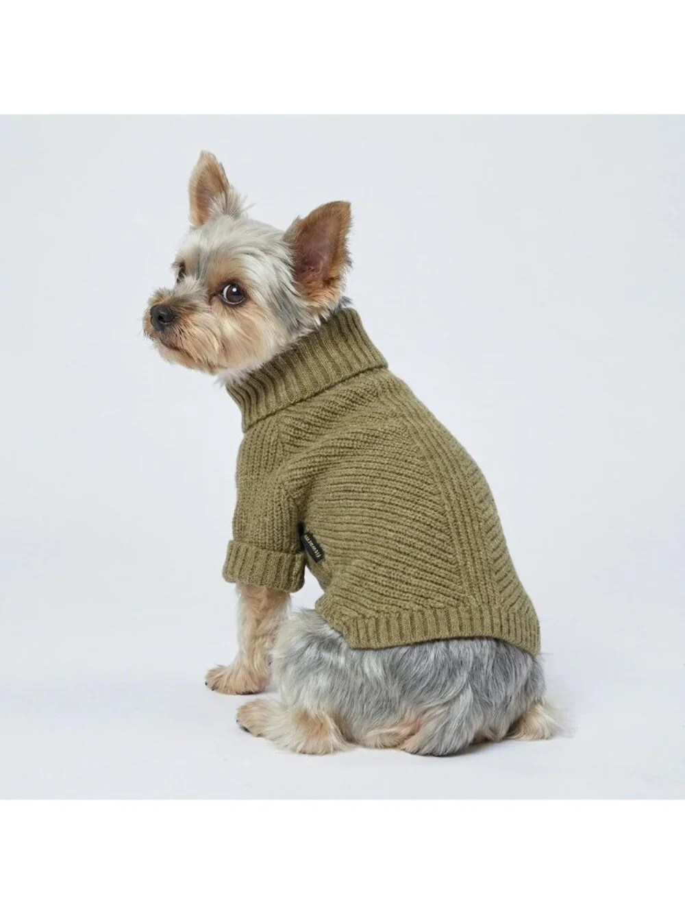 Cozy Thermal Knitted Dog Sweater - Winter Coat, Turtleneck Jacket, Sage Green